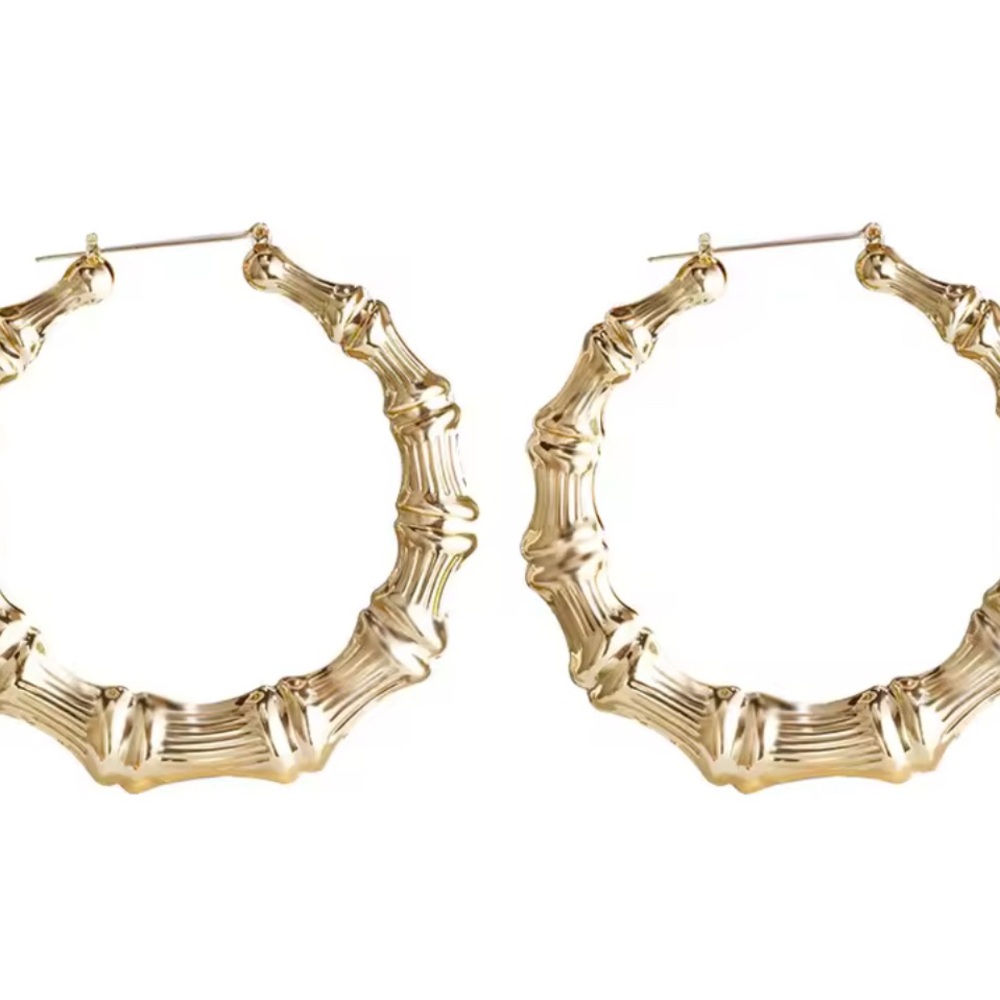 Gold Bamboo Hoop Earrings